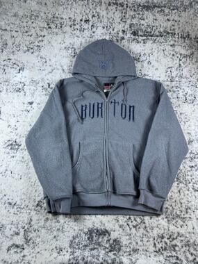 Vintage Burton Snowboards Hoodie Unisex 2XL Gray Fleece Streetwear Sweatshirt